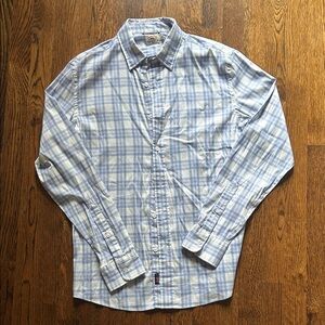 Faherty Light Blue and White Plaid Shirt